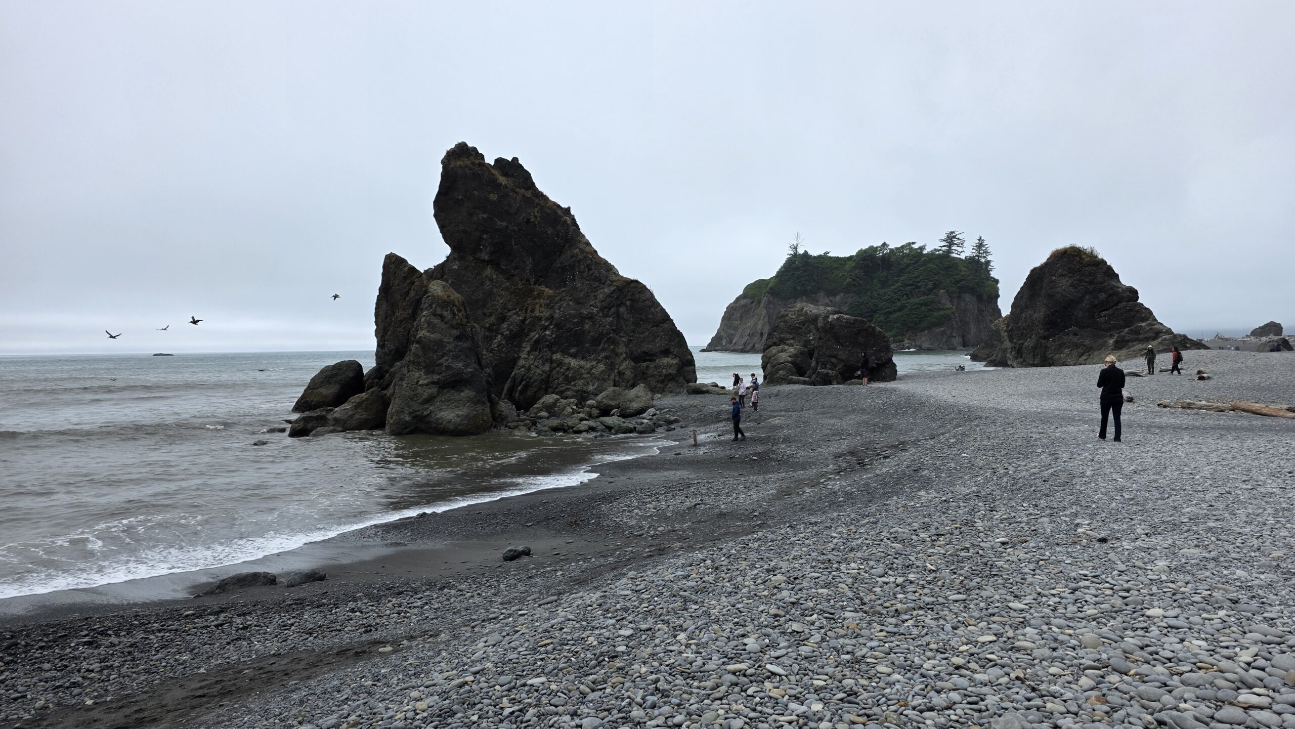 Ruby Beach w Olympic National Park – dzikie wybrzeże Pacyfiku z charakterystycznymi skałami i napływającymi falami oceanu